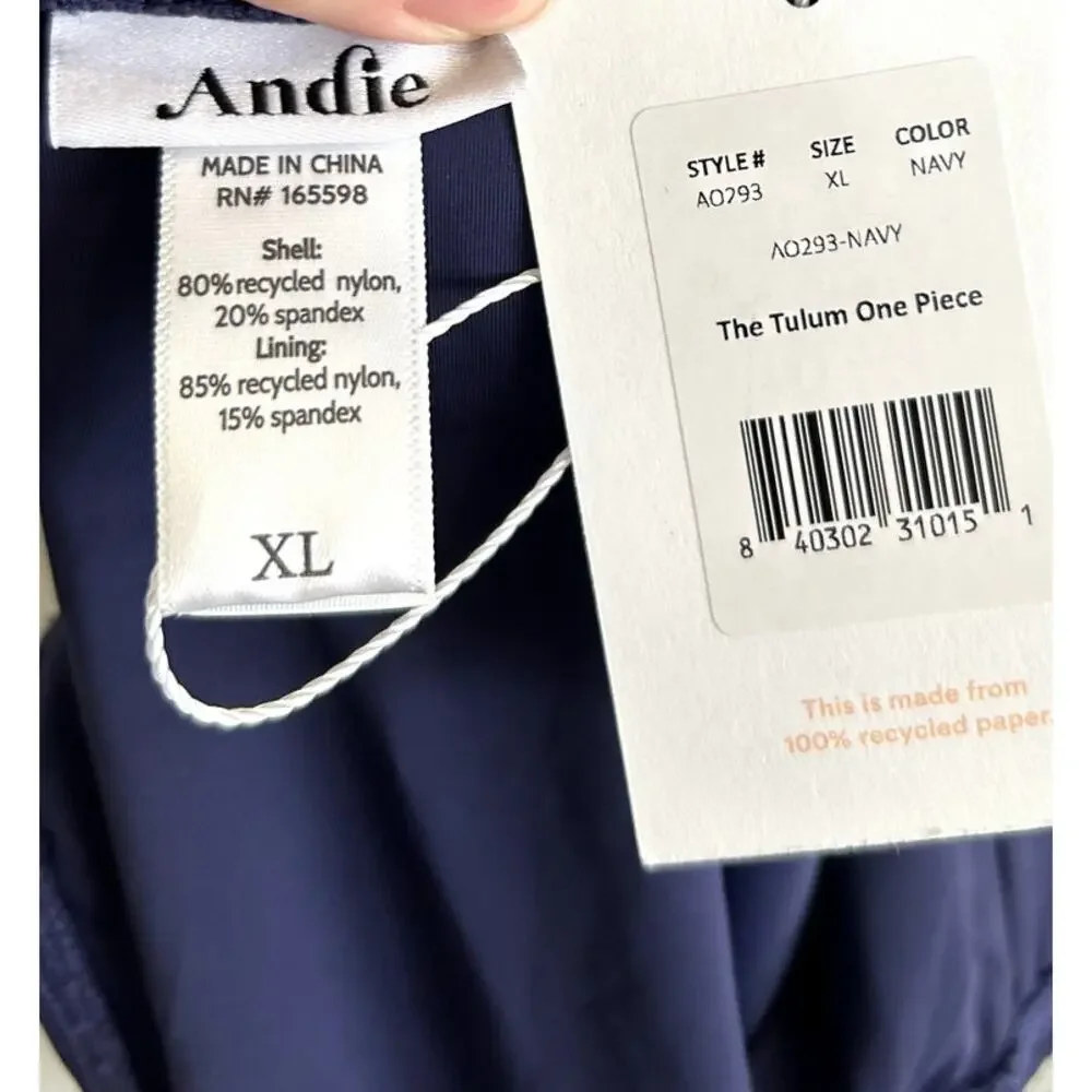 Andie Swim the Tulum Eco Nylon One Piece in Navy XL NWT
